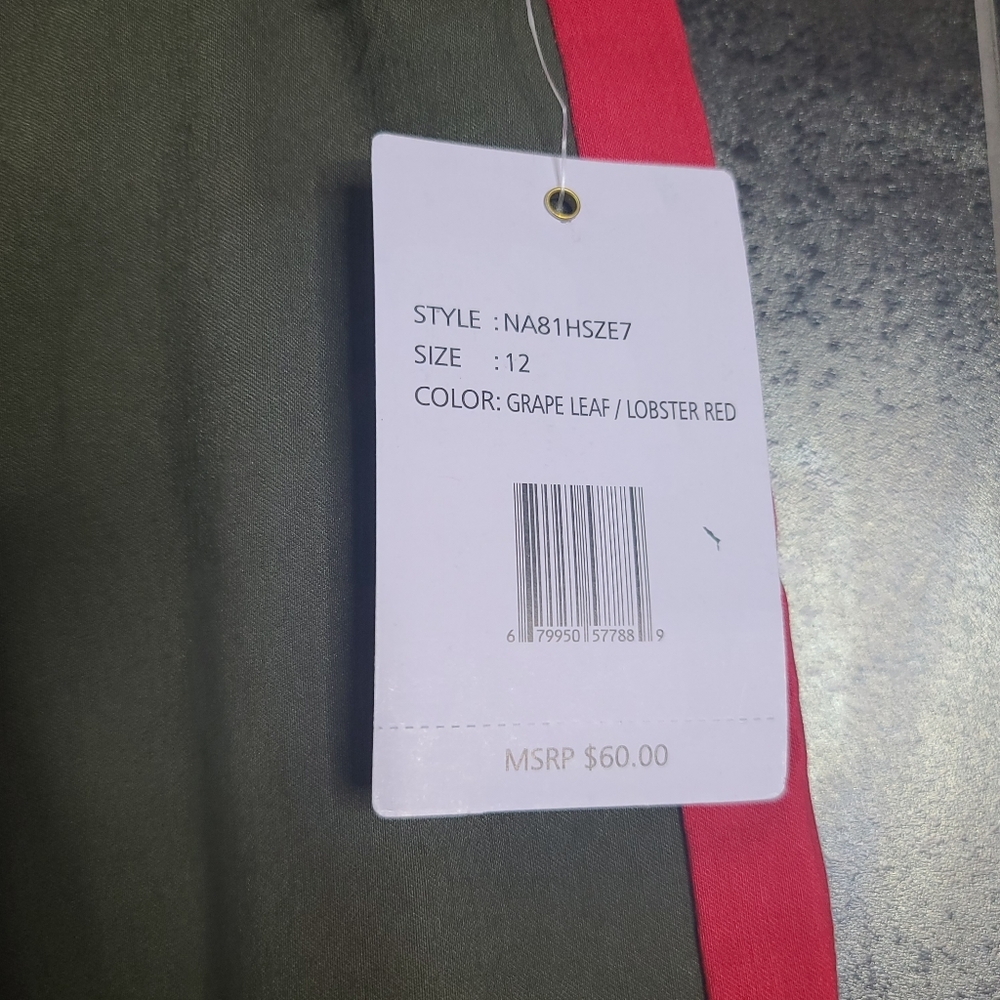Zac & Rachel Olive Green Straight Leg Pants with Pink Side Stripe - Picture 3 of 4